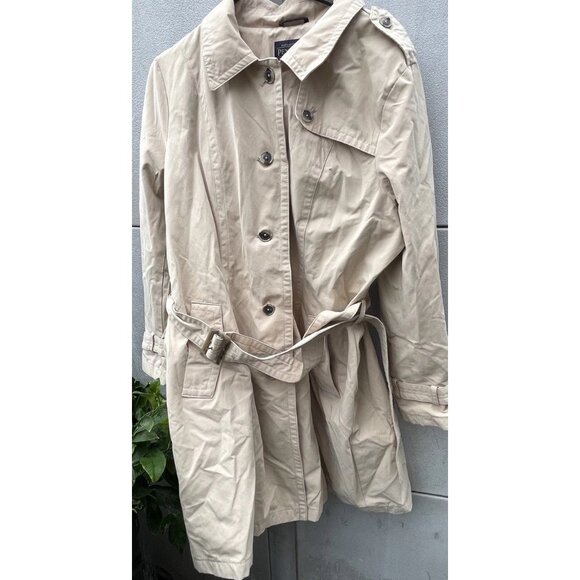 Vintage Pendleton Women’s Size XL Khaki Brown Long Trench Pea Coat Belt Strap - Picture 5 of 16